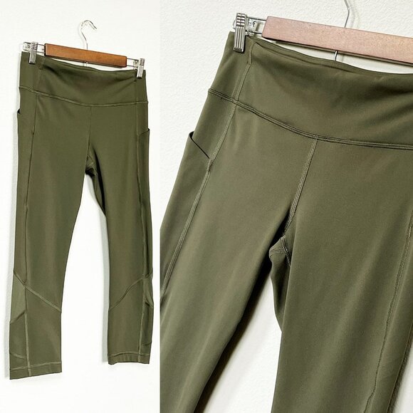 Lululemon Pace Rival Crop Full On Luxtreme Leggings Inseam 22 Dark Olive Green 4 - Picture 4 of 16